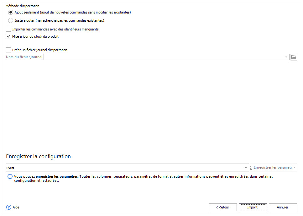 PrestaShop Import Order Options