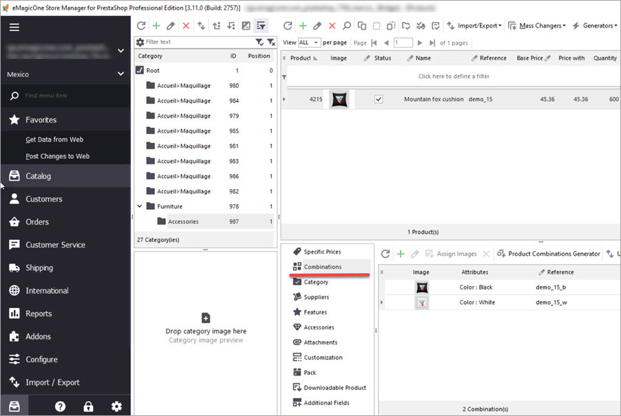 PrestaShop Store Manager eBay Combinations Export