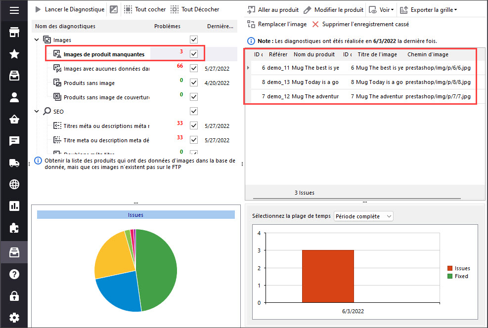 Missing images store diagnostics