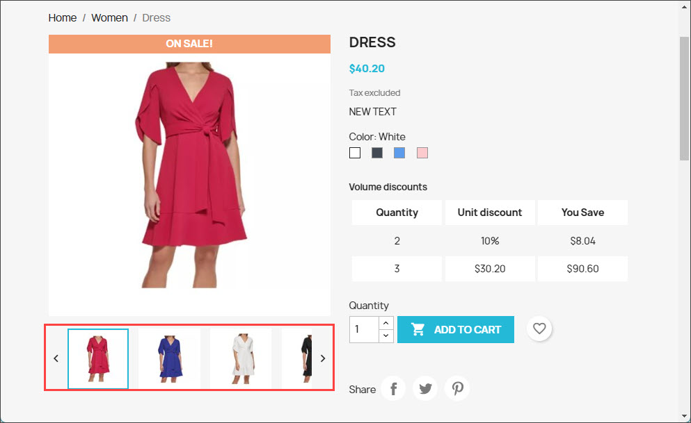 Product Image Gallery on the Prestashop Frontend