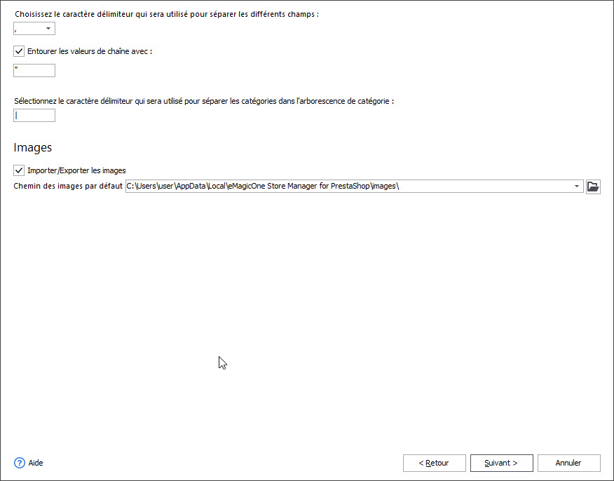 Select Delimiters and Quote Characters for Category Export