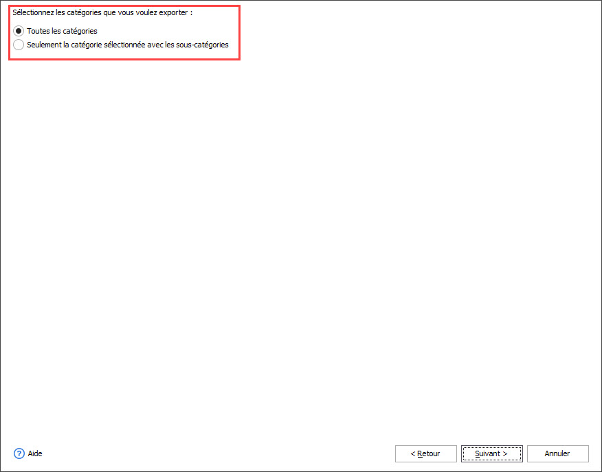 Select PrestaShop Categories for Export