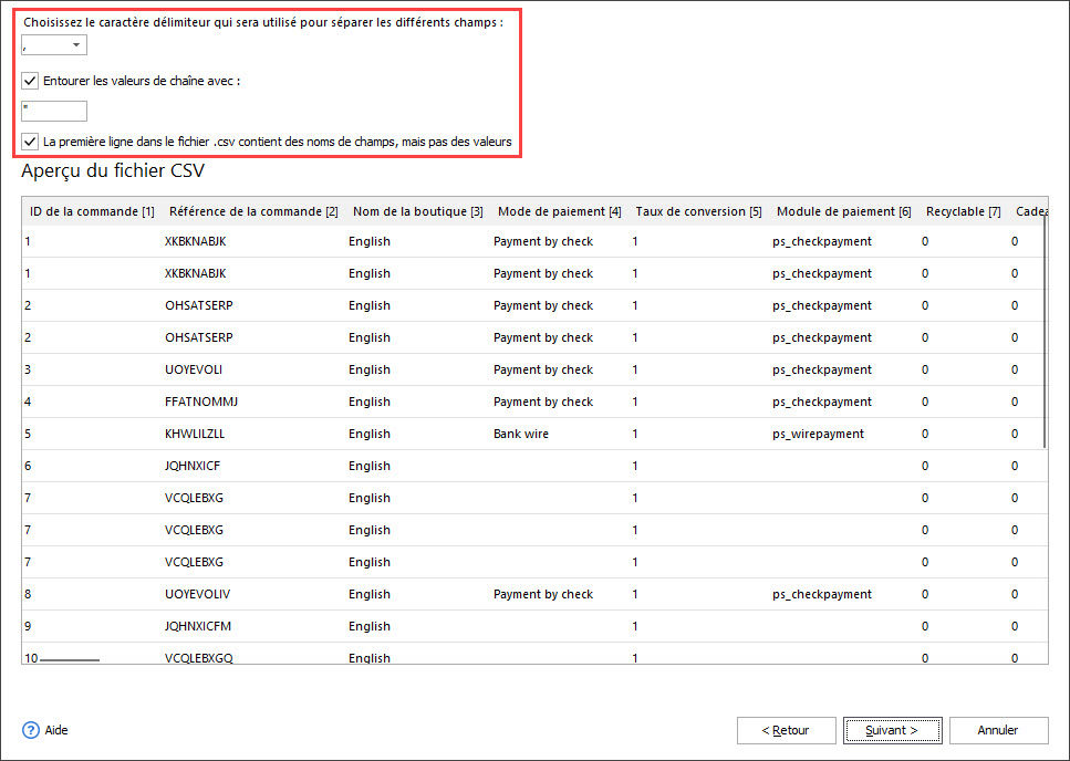 Set Delimiters for Import File