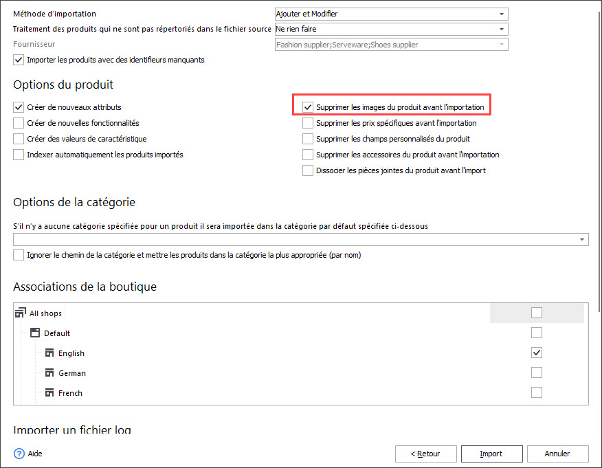 delete images before import