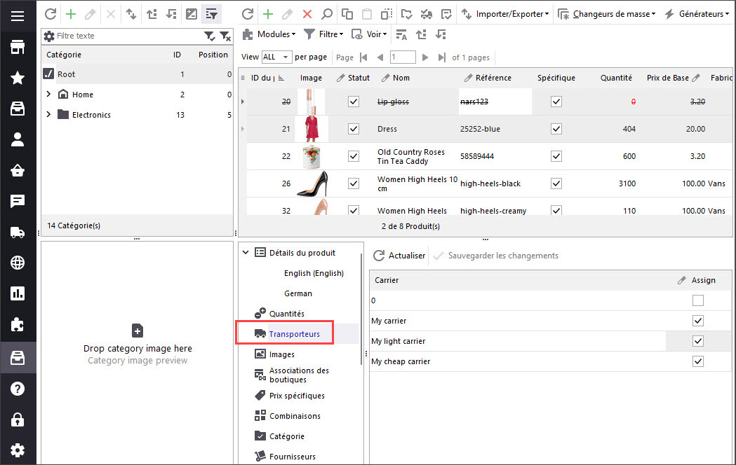 Add Carrier to PrestaShop Product