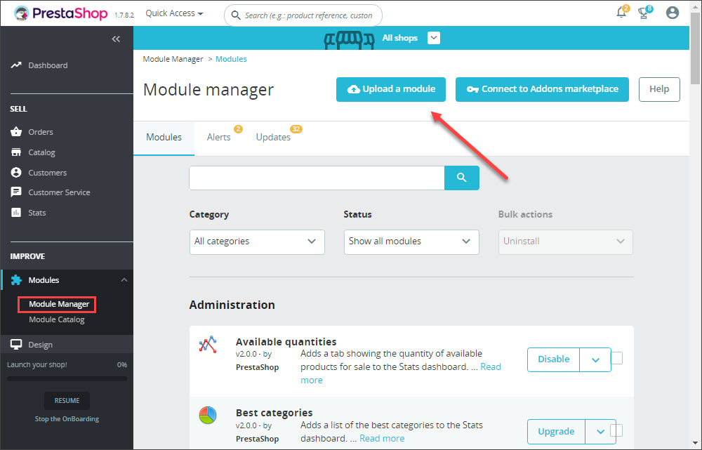 Add Store Manager Bridge Connector Module In PrestaShop Backend