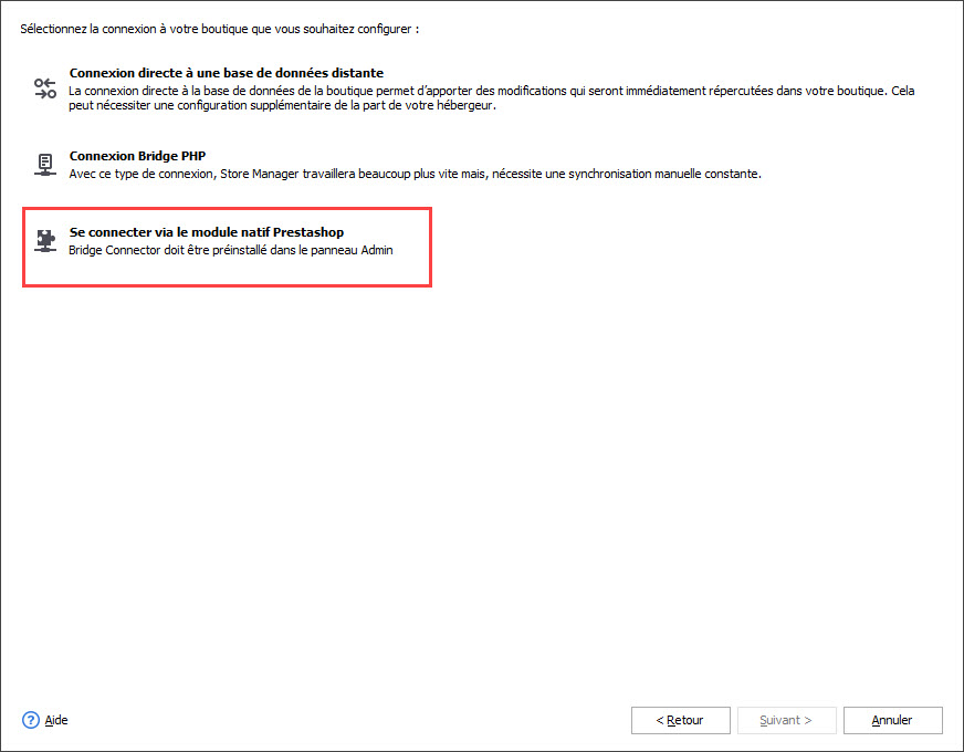 Connect via Native PrestaShop Module in Store Manager