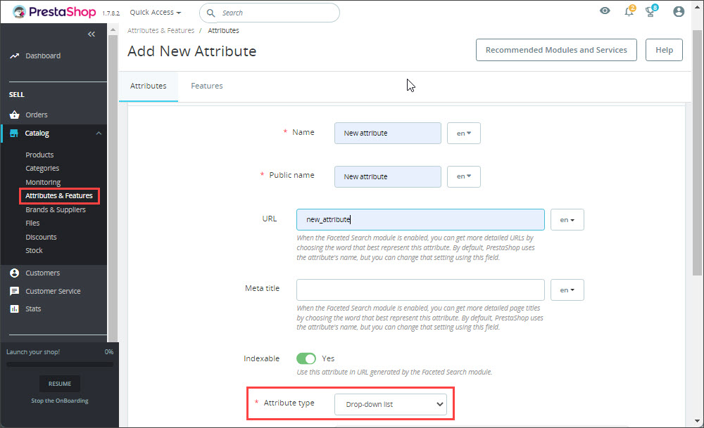 Create New Attribute in Backend