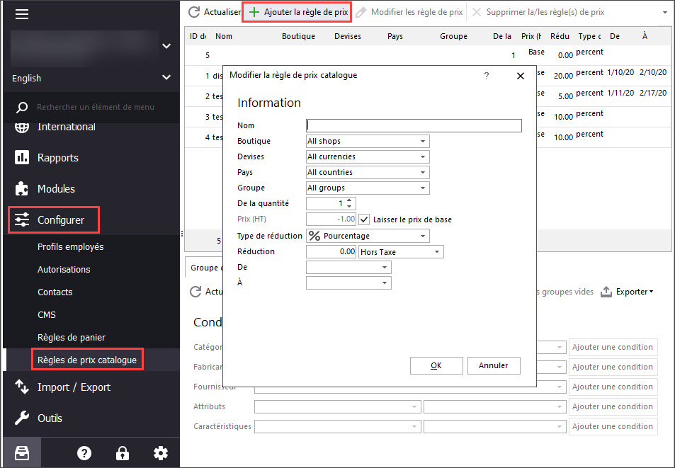 Create PrestaShop Catalog Price Rule