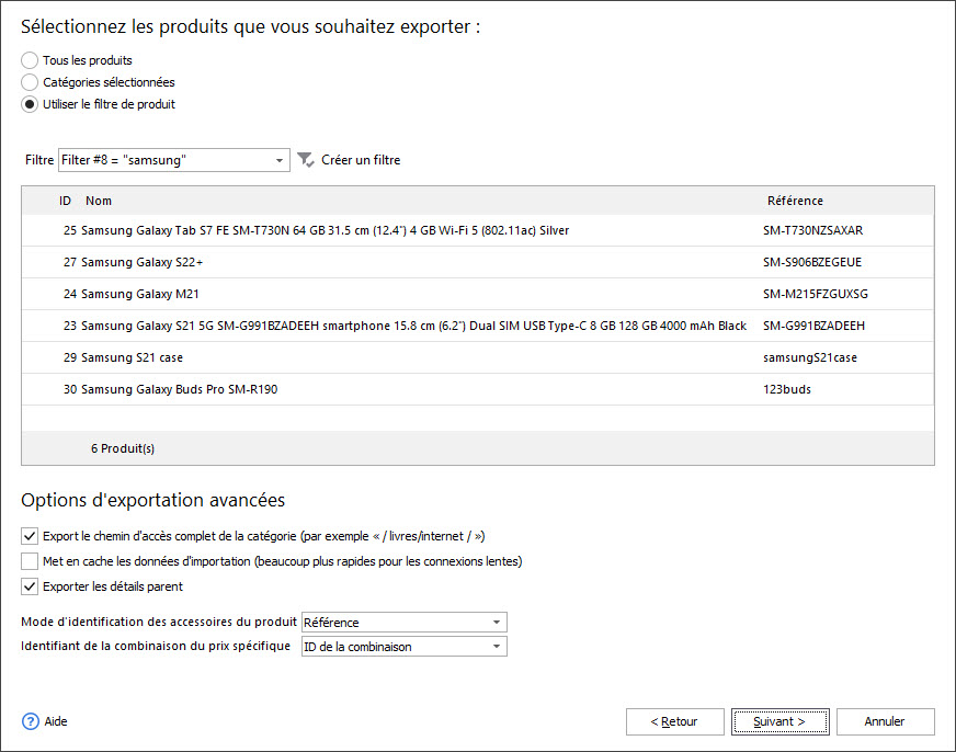 Create Products Filter in Automated Product Export Addon