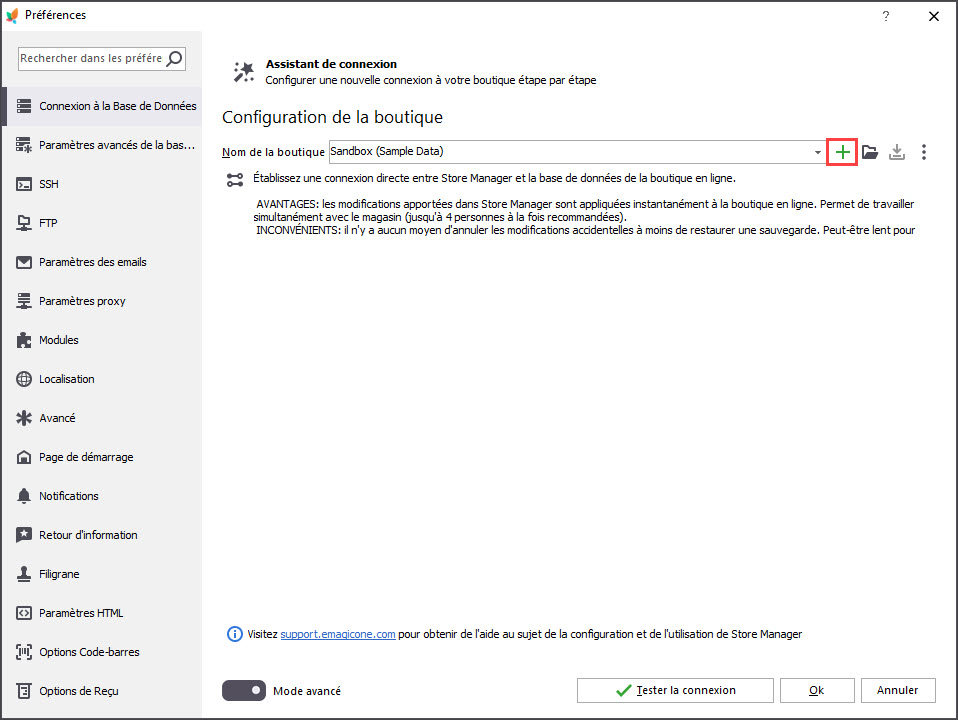 Database Connection Setup with Store Manager