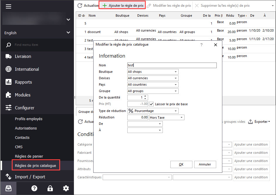 Edit Catalog Price Rule in Store Manager