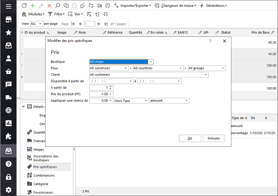 Edit Specific Prices for PrestaShop Products with Store Manager