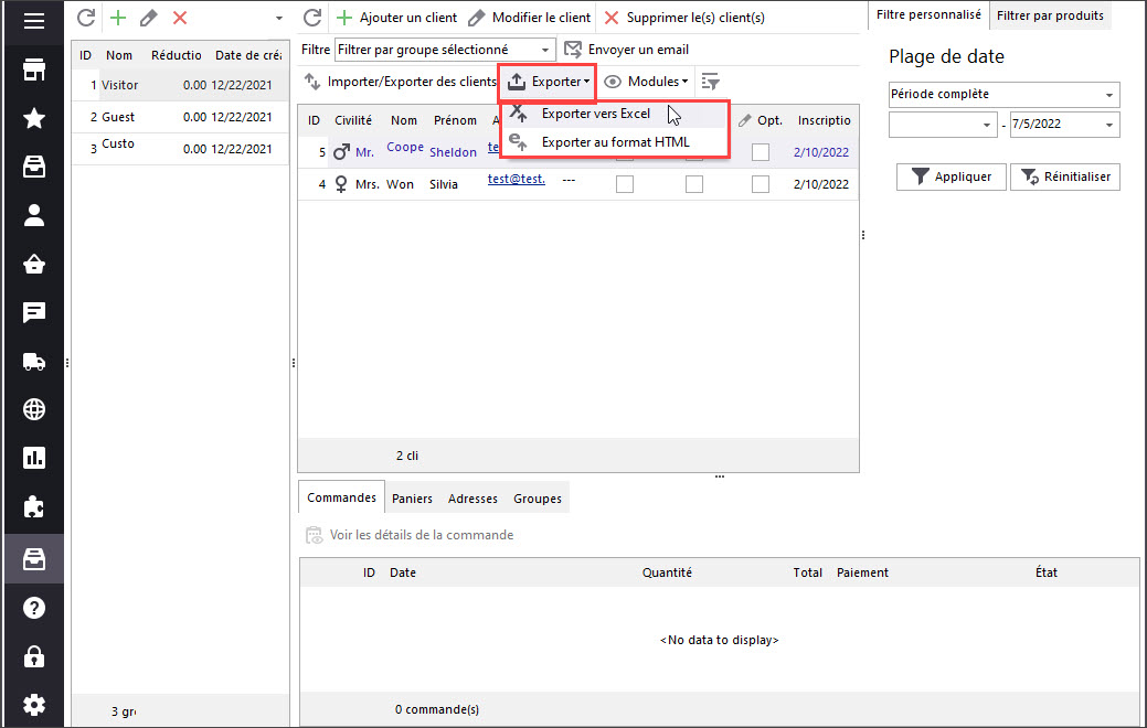 Export Customers to Excel with Store Manager
