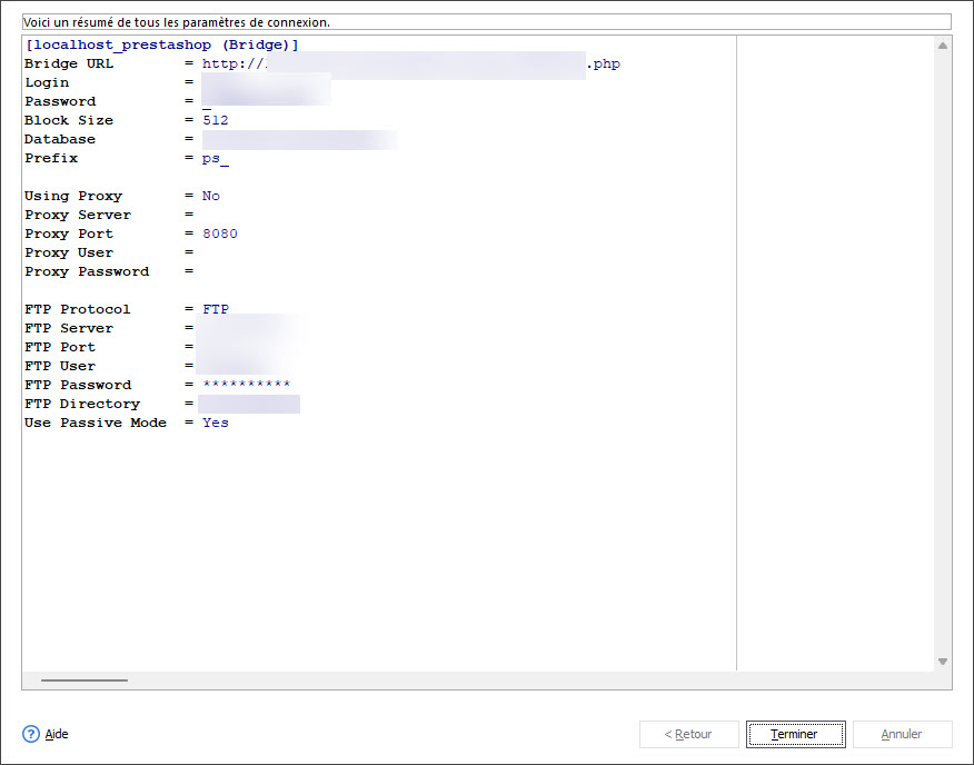 Finish Step of PrestaShop Connection Wizard