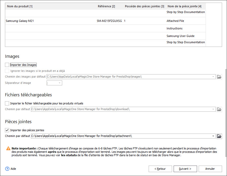 Images Downloadable Files and Attachments Options During Import