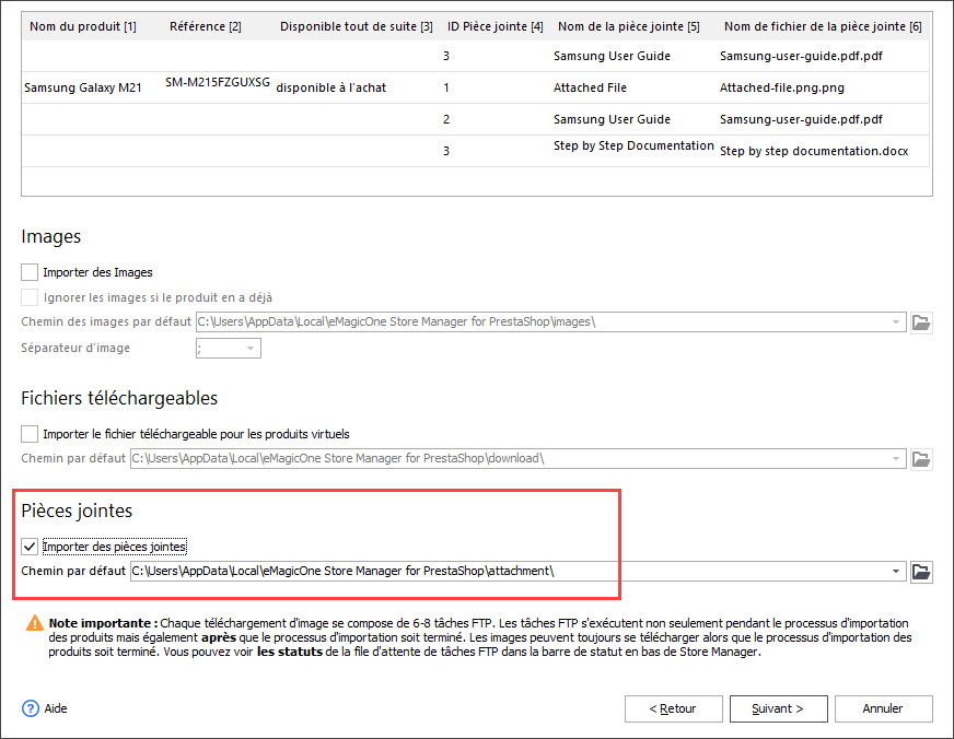 Import PrestaShop Product Attachments with Store Manager