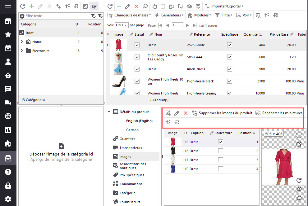 Manage PrestaShop Images with eMagicOne Store Manager