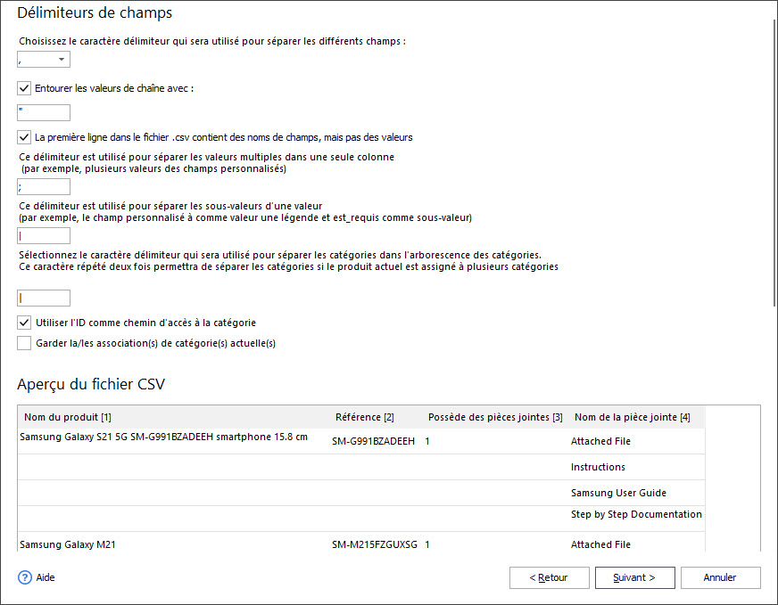 PrestaShop Import File Delimiters Indication