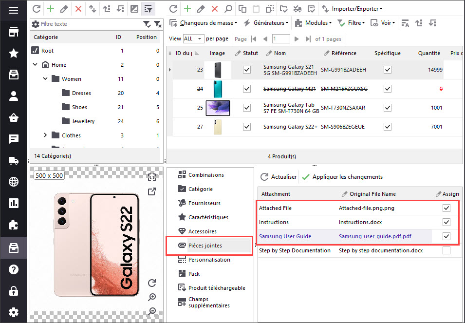 PrestaShop Product with Attachments in Store Manager After Import