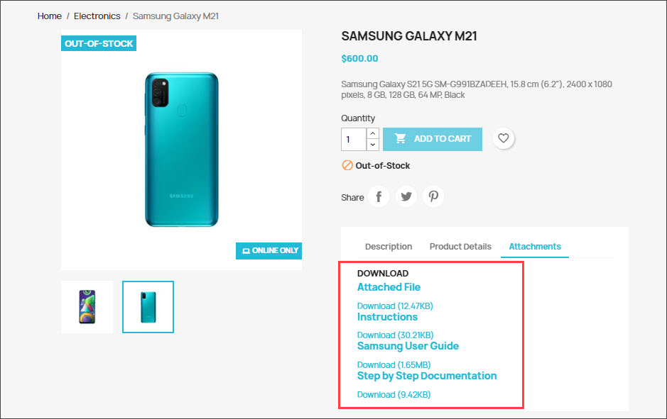 PrestaShop Product with Attachments