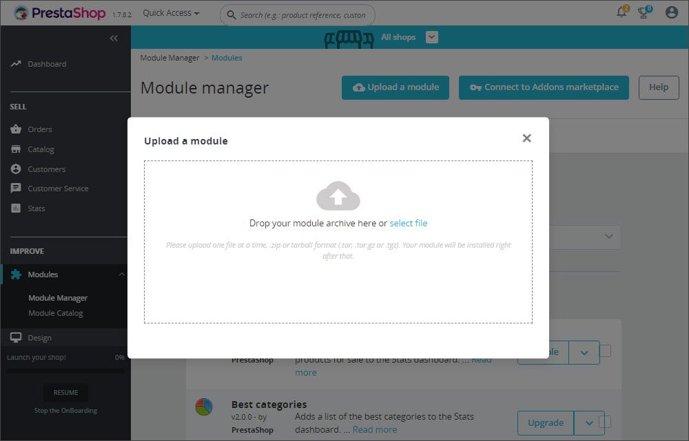 PrestaShop Store Manager Bridge Connector File Upload