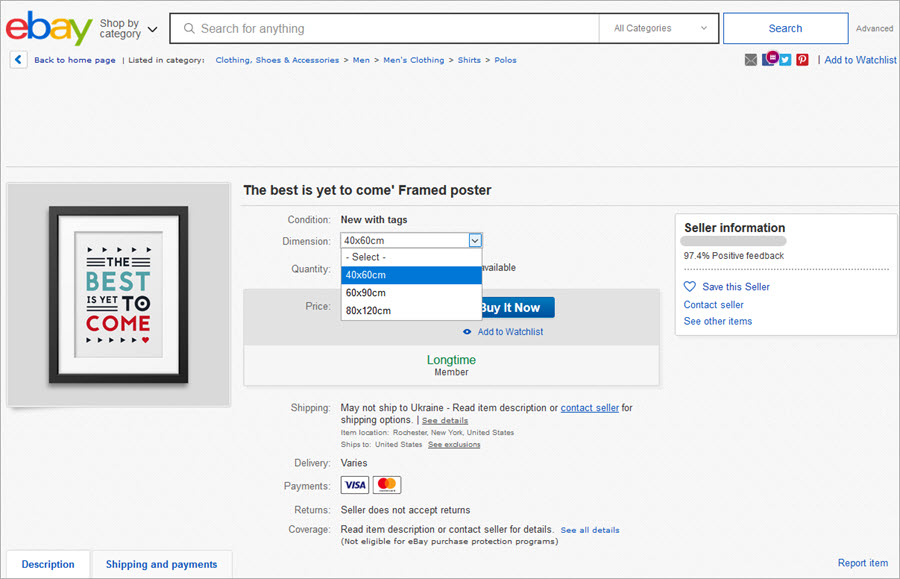 PrestaShop Store Manager eBay Combinaciones exportadas