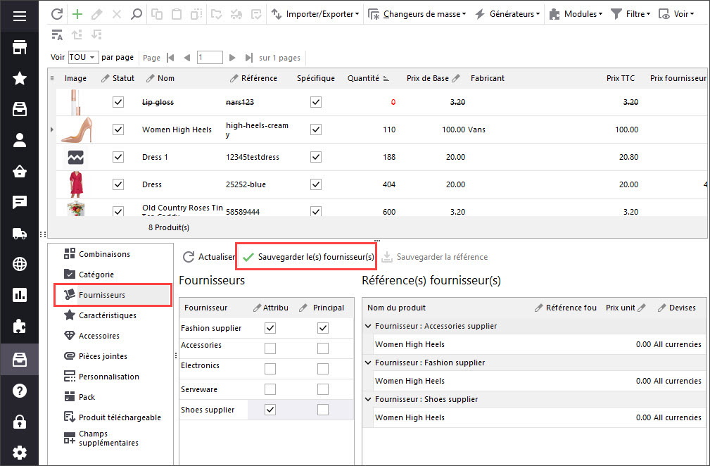 Save Suppliers to PrestaShop Product with Store Manager