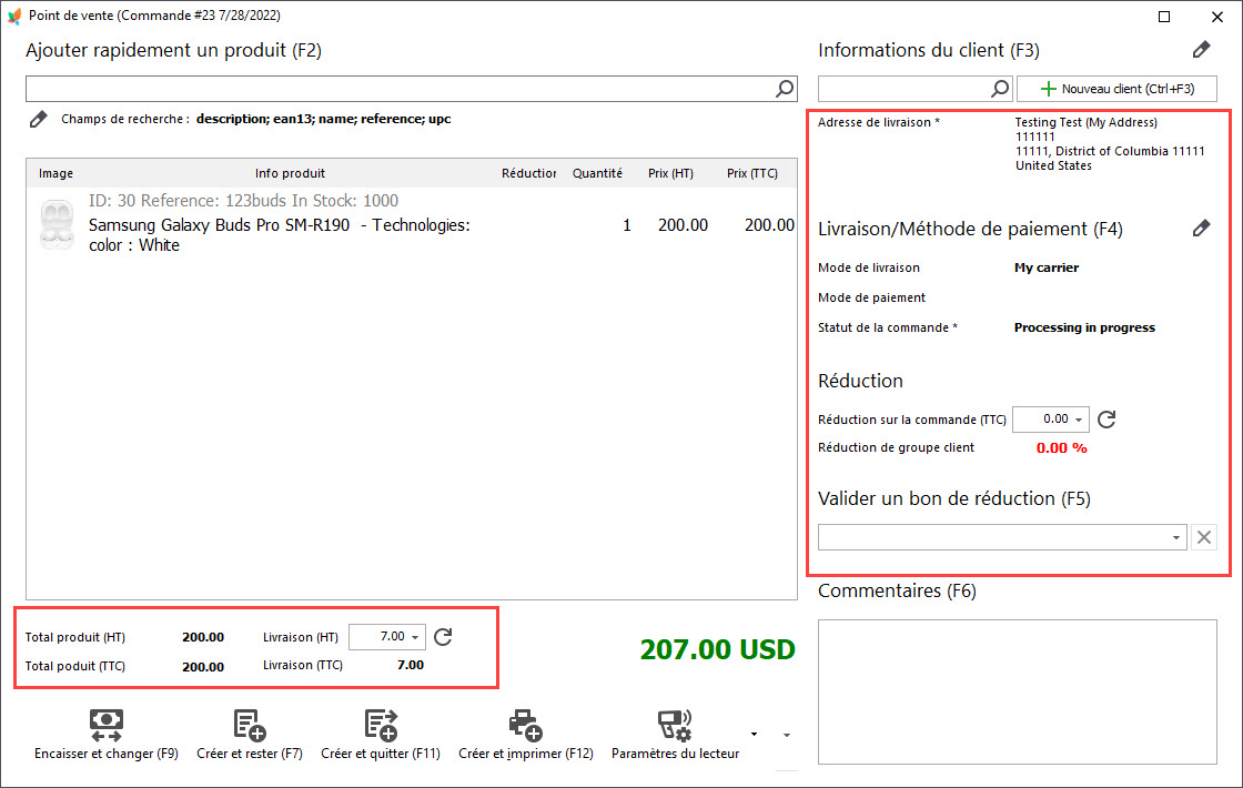 Select Customer and Payment Information to Complete the Order in PrestaShop Store Manager