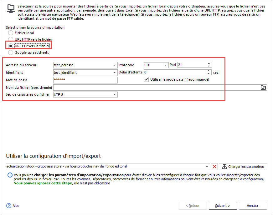 Select the File for PrestaShop Import