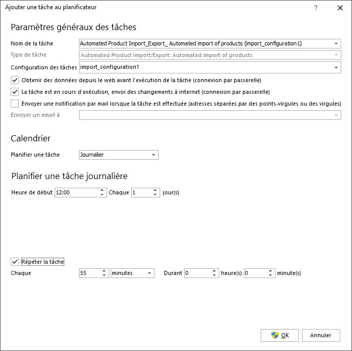 Set Automated Import Task Options