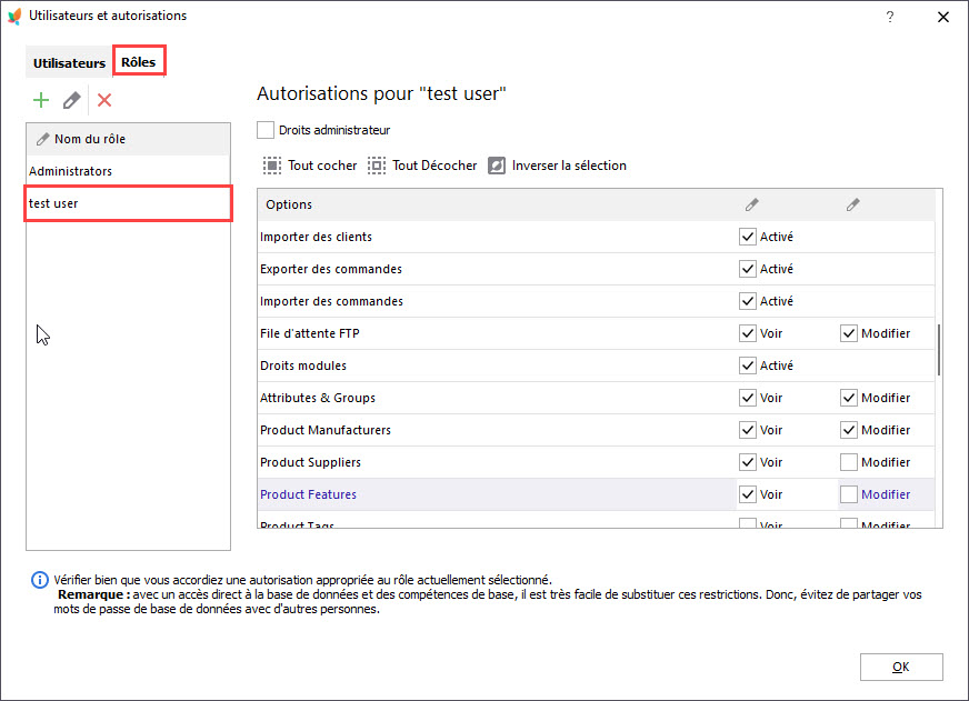 Set Permissions for New User