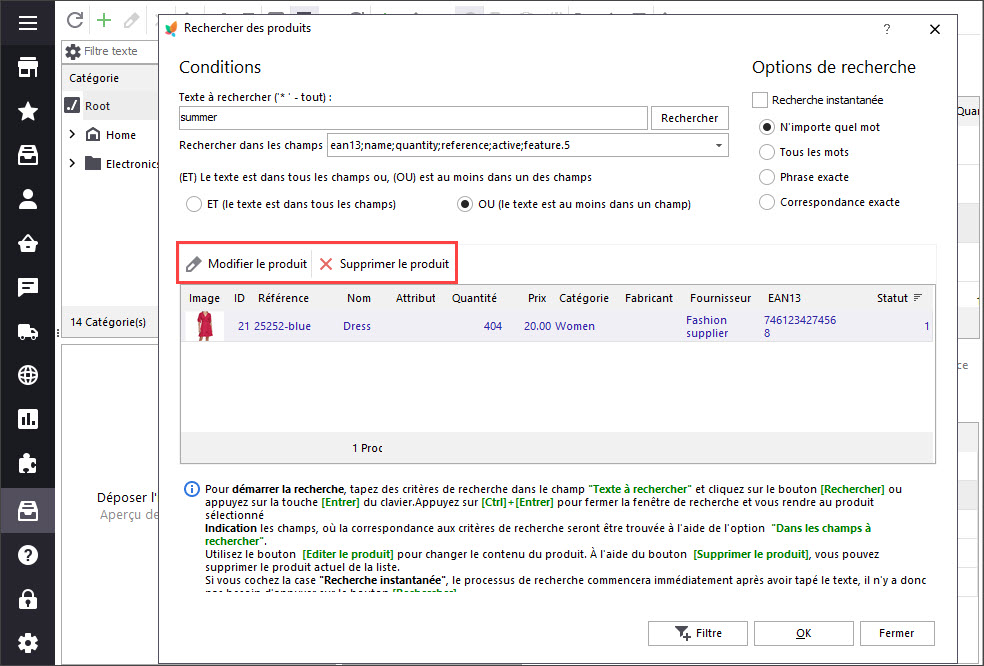 Add Edit Filtered Products in Store Manager
