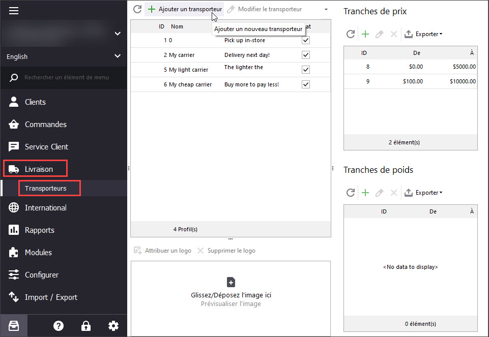 Add New Carrier with Store Manager