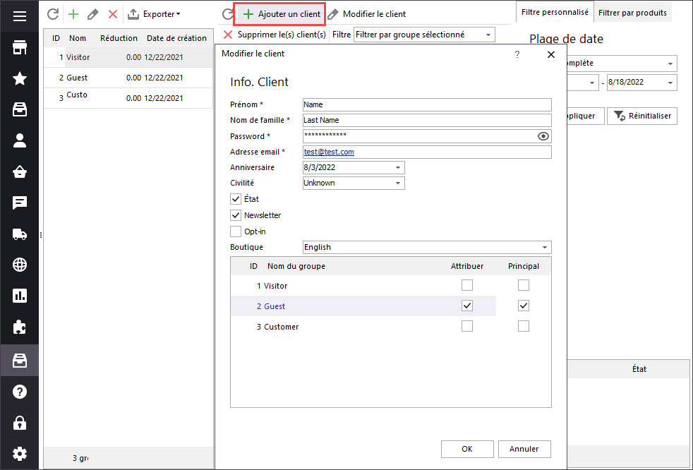 Add New PrestaShop Customer in Store Manager
