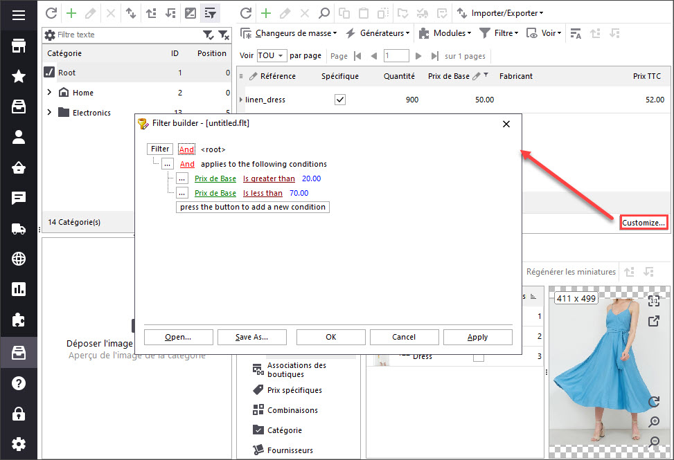Customize Custom Filter in Store Manager