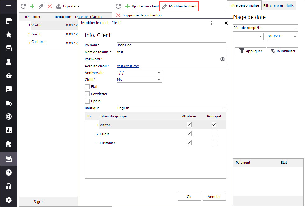 Edit PrestaShop Customer Data with Store Manager