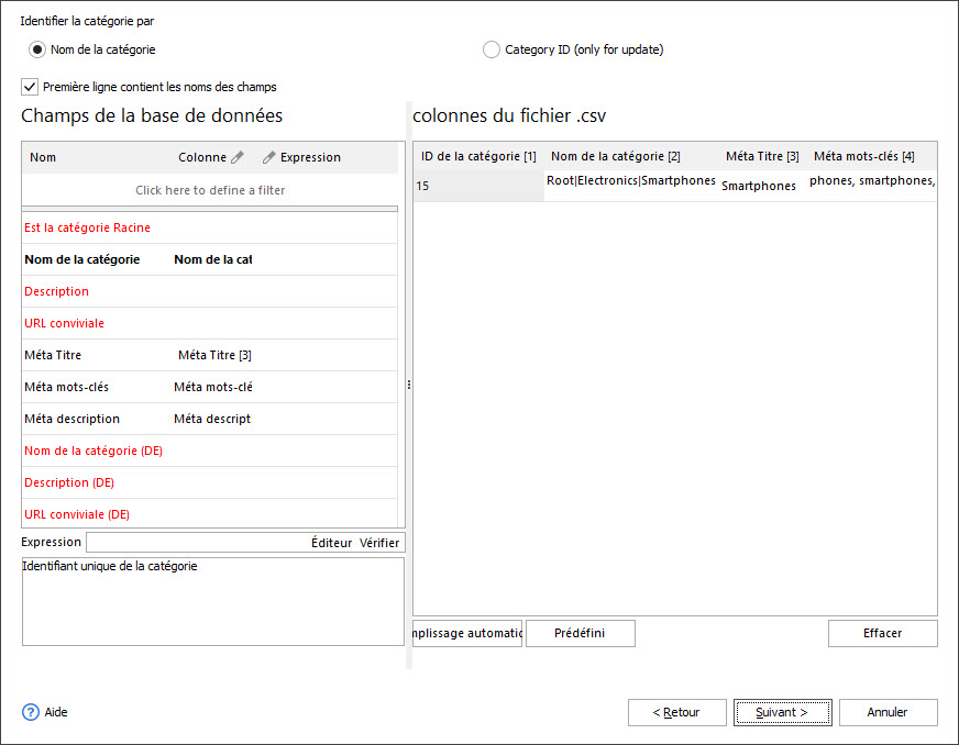 PrestaShop Categories Import Meta Data Mapping with Store Manager