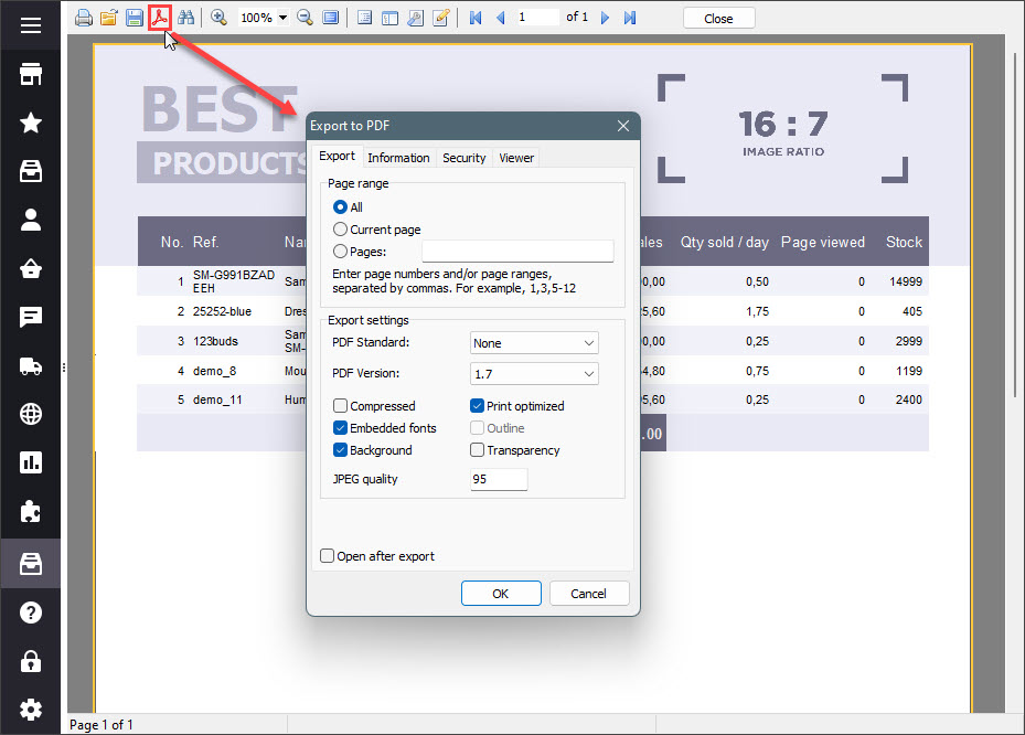 PrestaShop Custom Reports Best Products FastReport Export to PDF