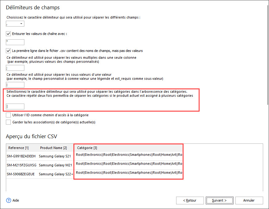 Select Delimiter Character to Separate Categories During Import with Store Manager
