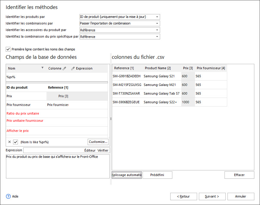 Assign CSV Columns to Database Fields with Store Manager