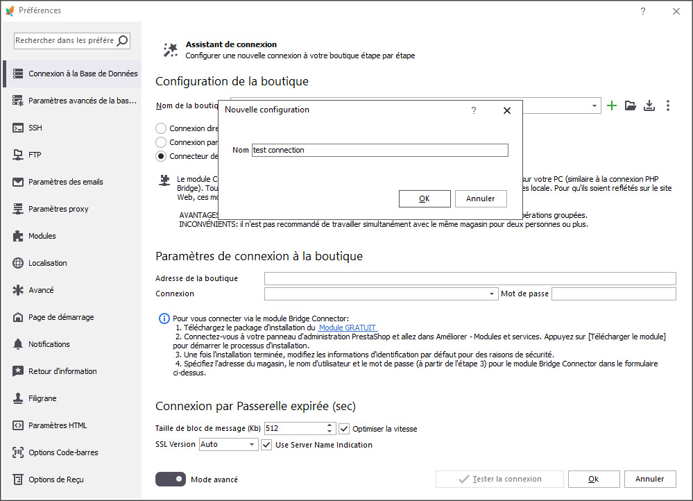 Create New Store Connection in PrestaShop Store Manager