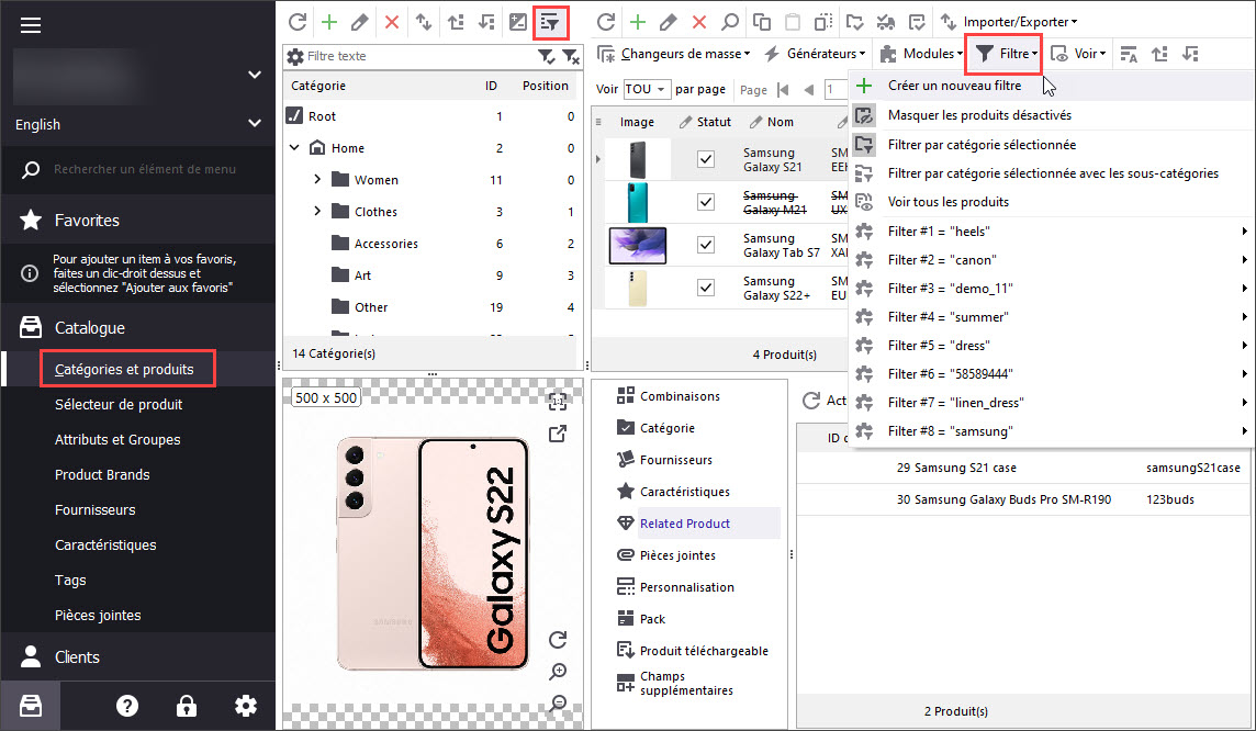 Filter Products Using Search Option with Store Manager