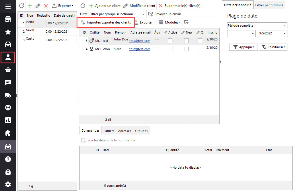 Import Export PrestaShop Customers with Store Manager