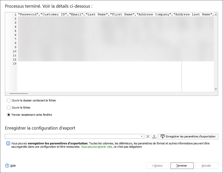 PrestaShop Customers Export Result with Store Manager