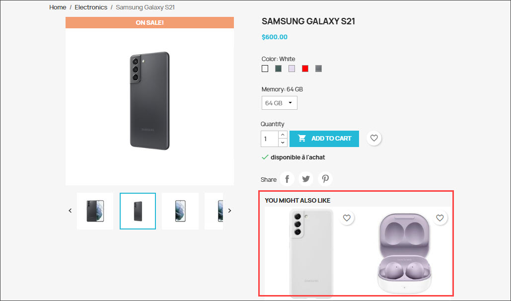 PrestaShop Product with Accessories Store Front