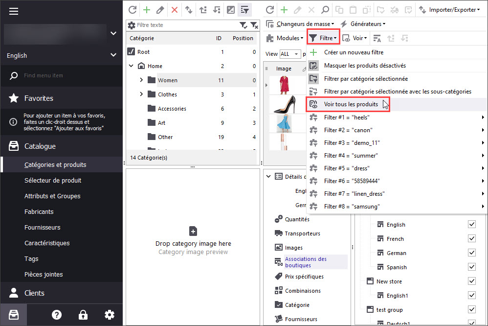 Select Show all Grouped Filter in Products Grid