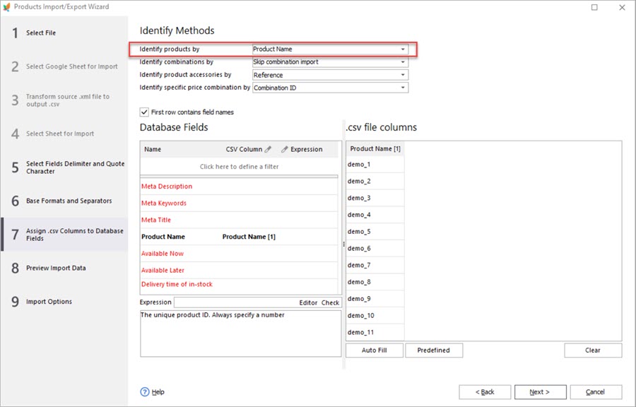 PrestaShop Store Manager Import Dummy Product Identifier