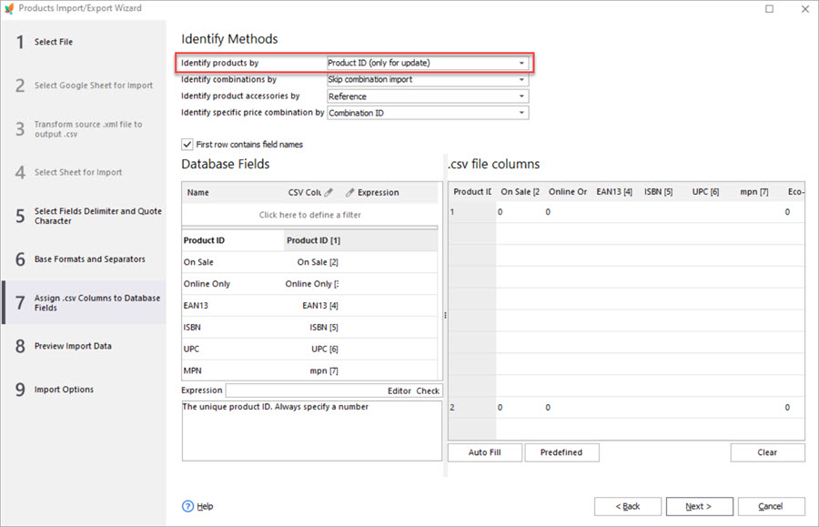 PrestaShop Store Manager Import Real Product IDs Identifier