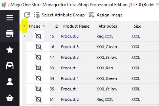 How to filter PrestaShop products by color or size or any other attribute, add/remove columns